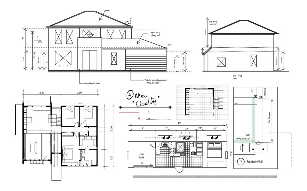 Redrawn architectural design showing updated layout and refined details