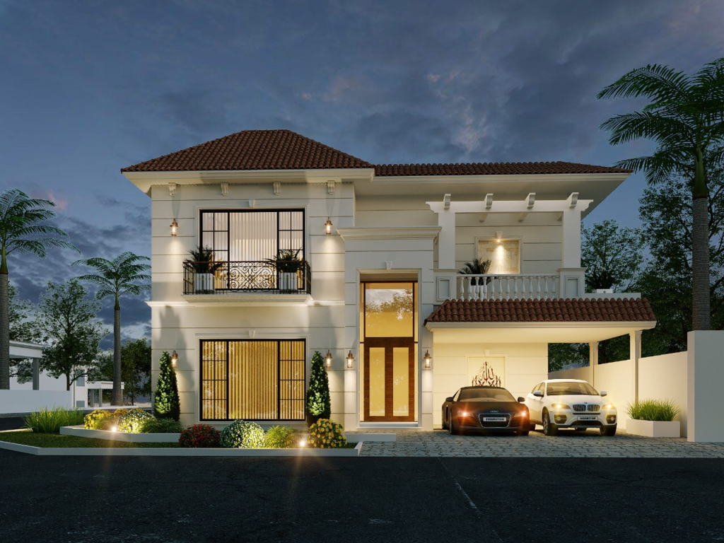 Modern outdoor design with functional layout and landscaping