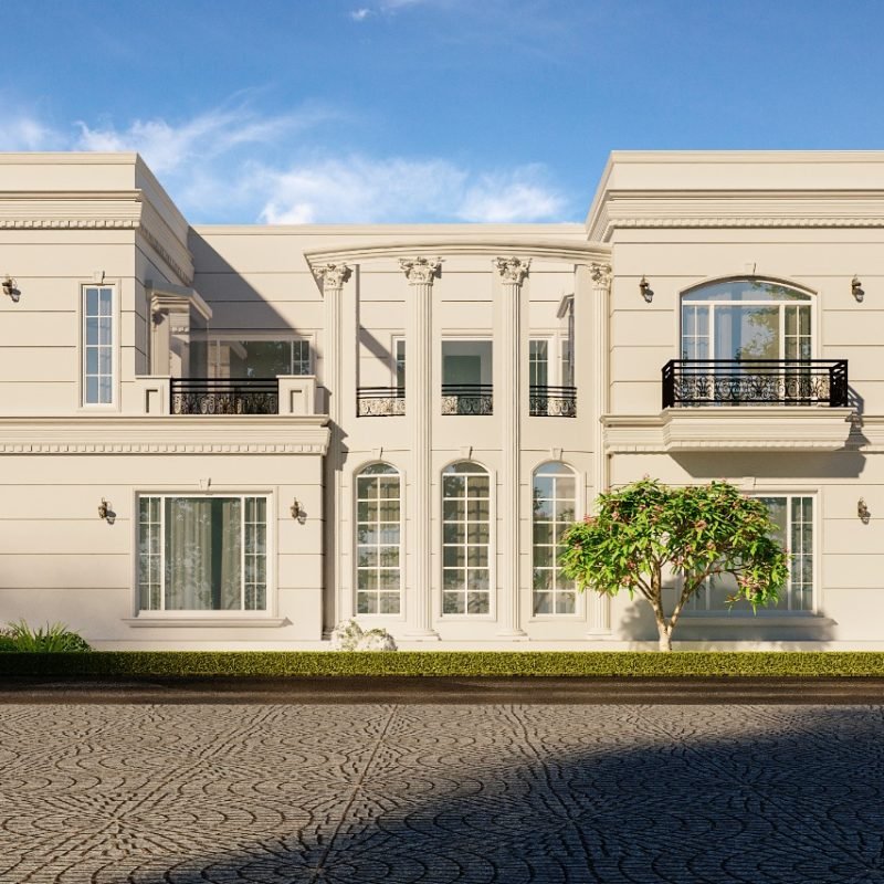 Contemporary exterior design showcasing homes with online service options